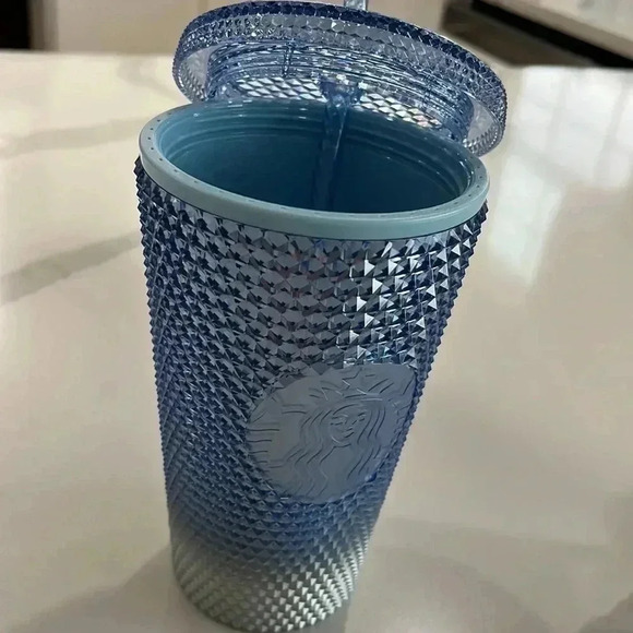 Starbucks 2023 Holiday Studded Blue Silver Ombre 16oz Tumbler w/ Straw NWT - Picture 7 of 11